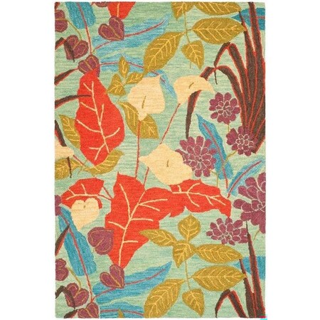 Safavieh 4 x 4 ft. Round Country and Floral Blossom- Blue and Multi Hand Hooked Rug BLM674A-4R